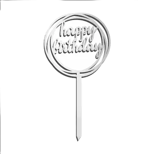 Cake Acrylic Topper-Silver-4 Inch